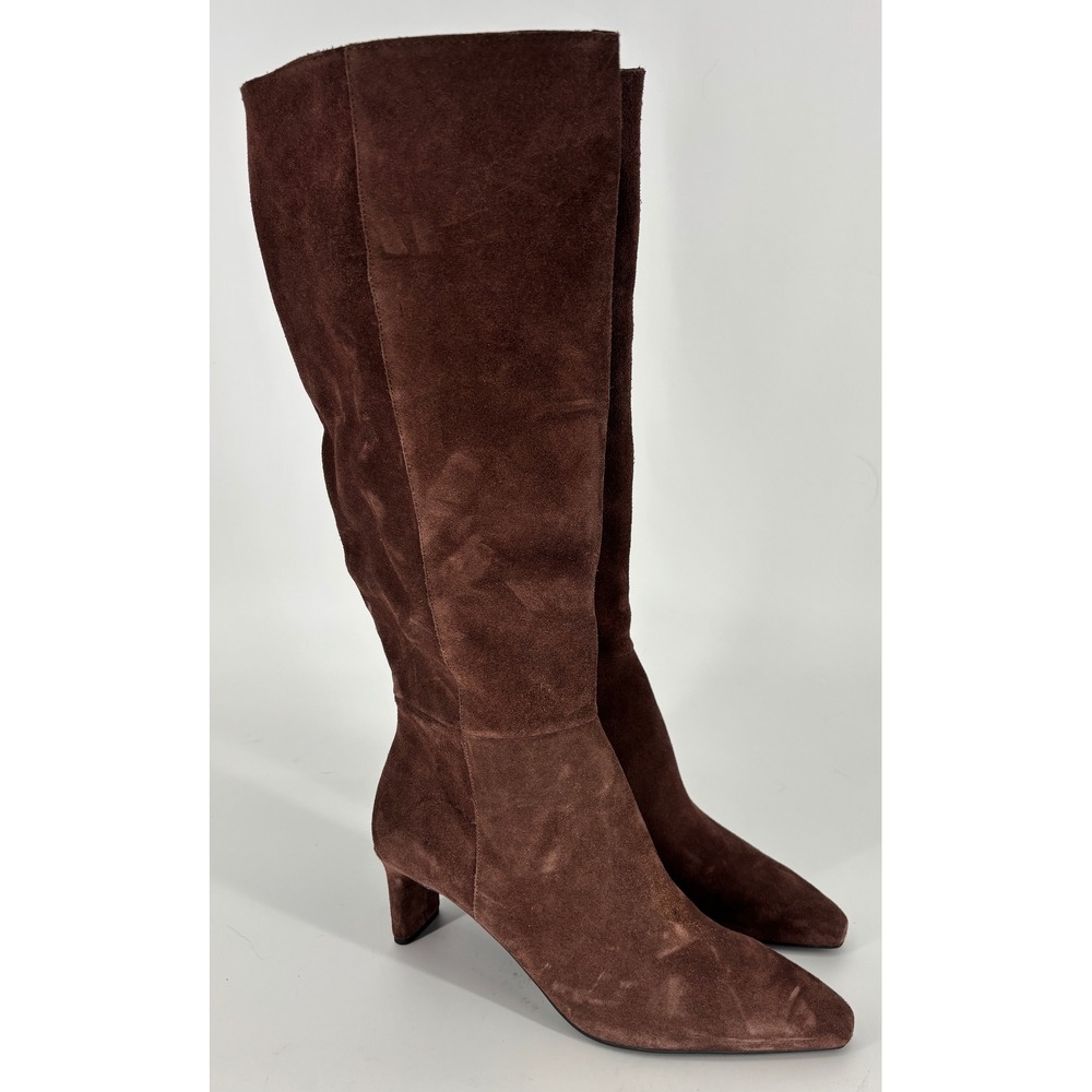 Dolce Vita Gannon Tall Boots Mahogany Suede Women Size 9 Pointed Toe Block Heel